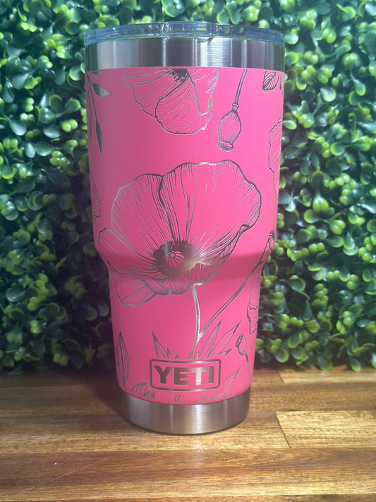 Gorgeous Poppy Wrapped 30 ounce Yeti Rambler