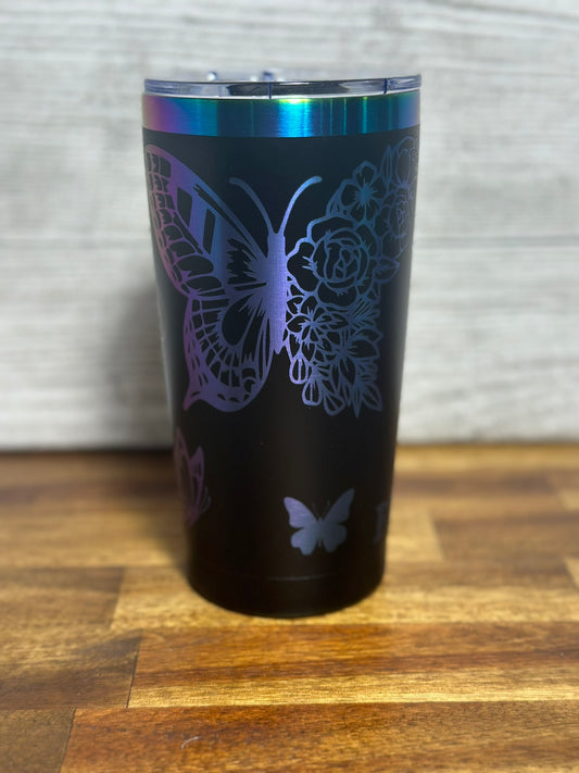 Floral Butterfly Ombre 20 ounce Tumbler