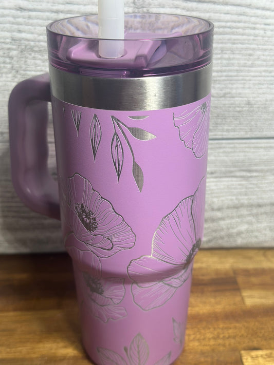 18 oz Poppy Handled Tumbler - Lilac