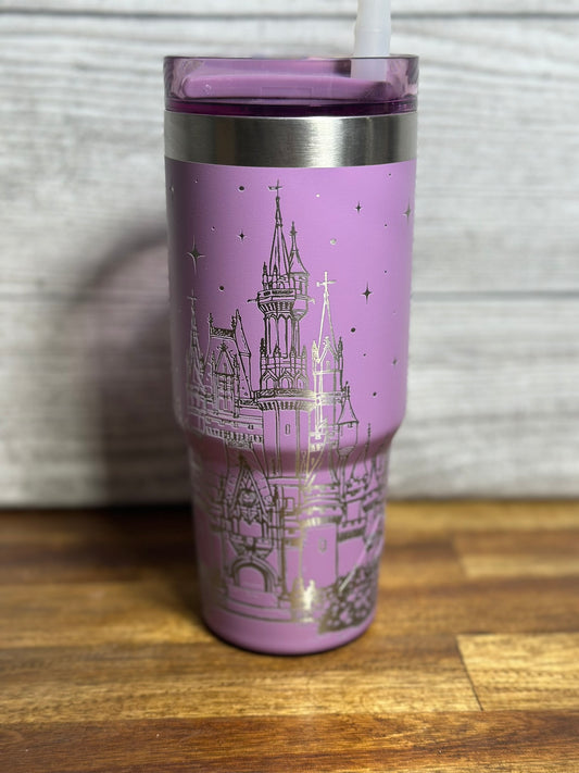Princess Castle Lilac 18 oz Handled Tumbler