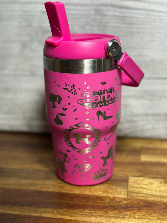 Barbie Inspired Hot Pink Flip Top Tumbler - 18 oz