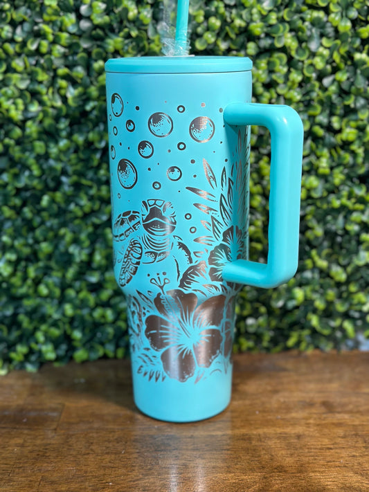 Adorable Baby Sea Turtles in The Sea Silver Plated Tumbler with Straw